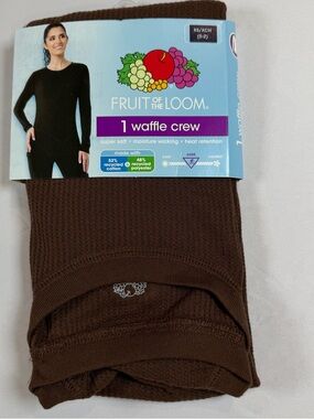 Fruit of the Loom Brown Waffle Crew Long-Sleeve Top